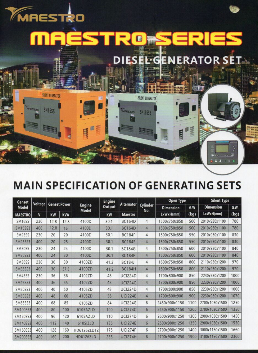 GENSET MAESTRO SERIES Diesel generator sets